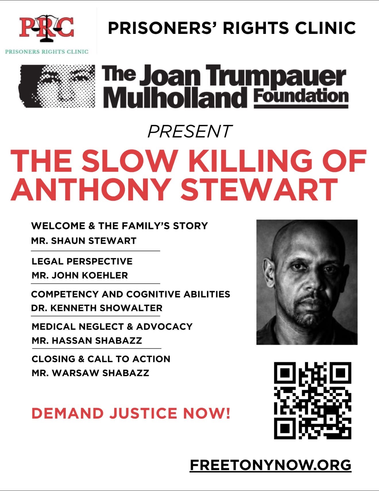 The Slow Killing of Anthony Stewart presentation by Prisoners Rights Clinic and the Joan Trumpauer Mulholland Foundation