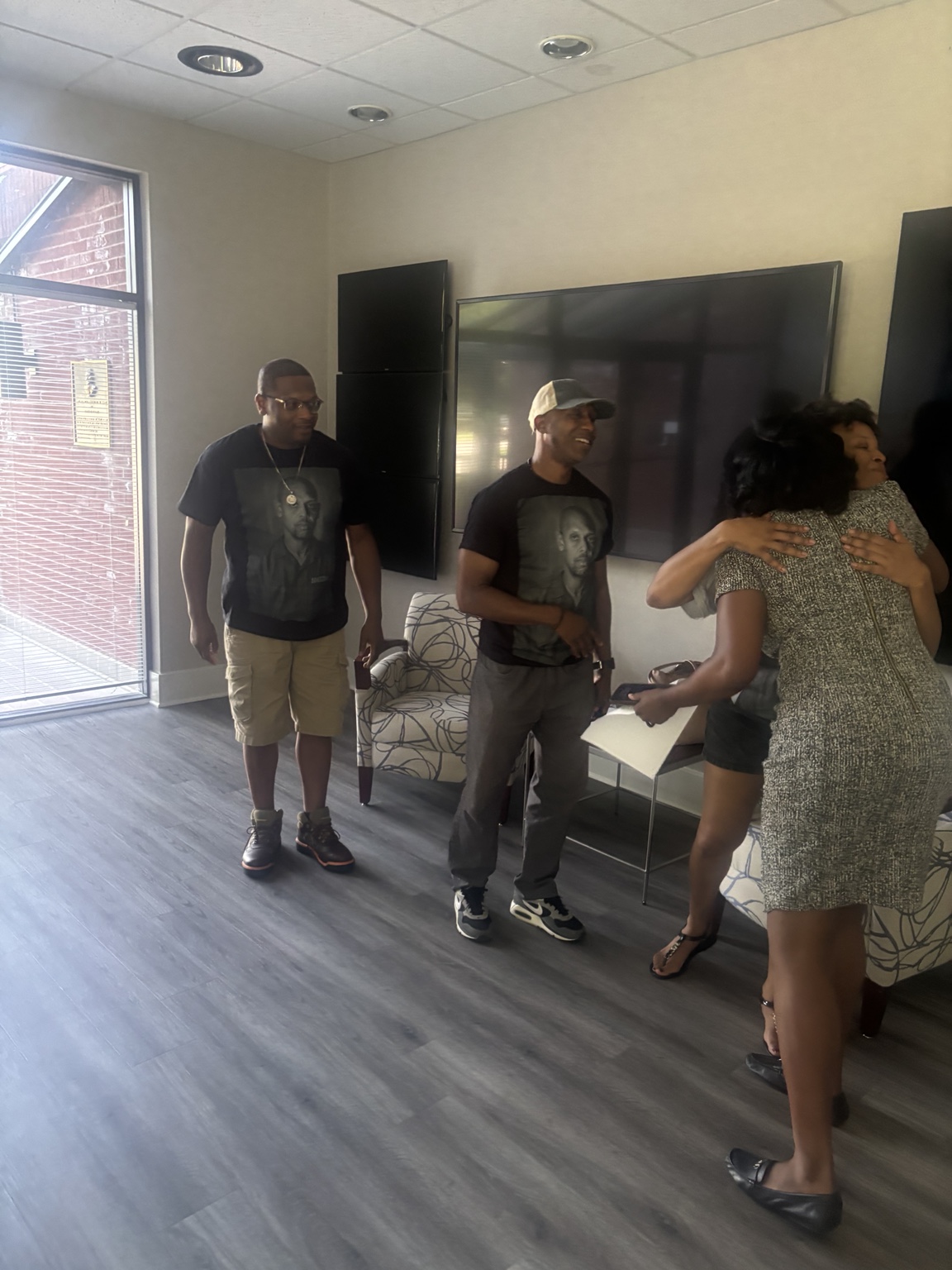 PRC representatives and reporter preparing for the Anthony Stewart interview