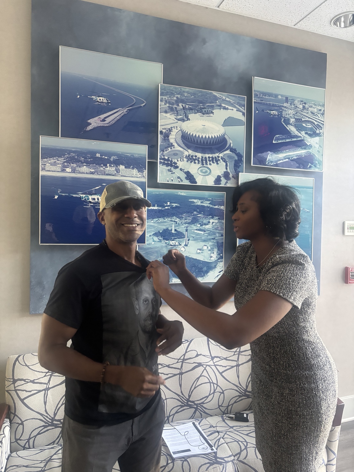 Hassan Shabazz being prepared for the WAVY News 10 interview