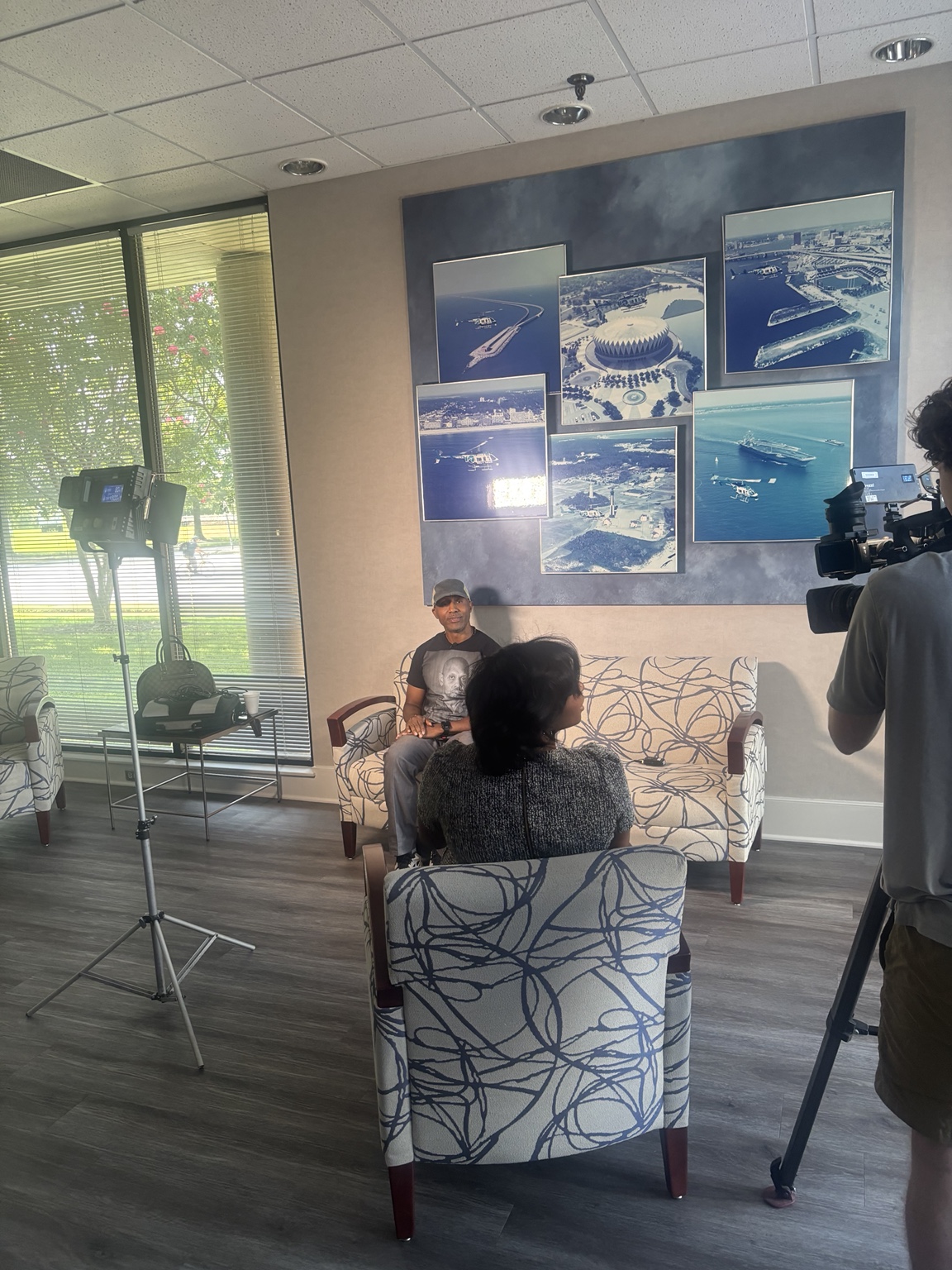 WAVY News 10 camera setup for the Anthony Stewart interview
